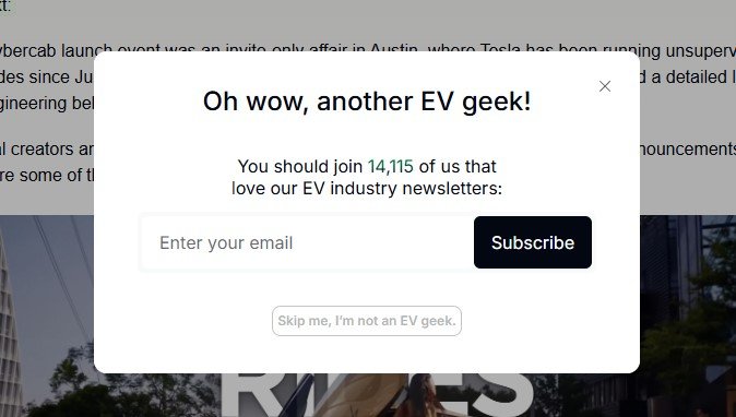 EVWire newsletter subscribe