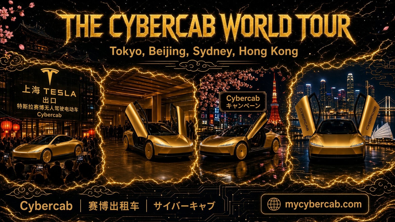The Cybercab World Tour - Tokyo, Beijing, Sydney, Hong Kong