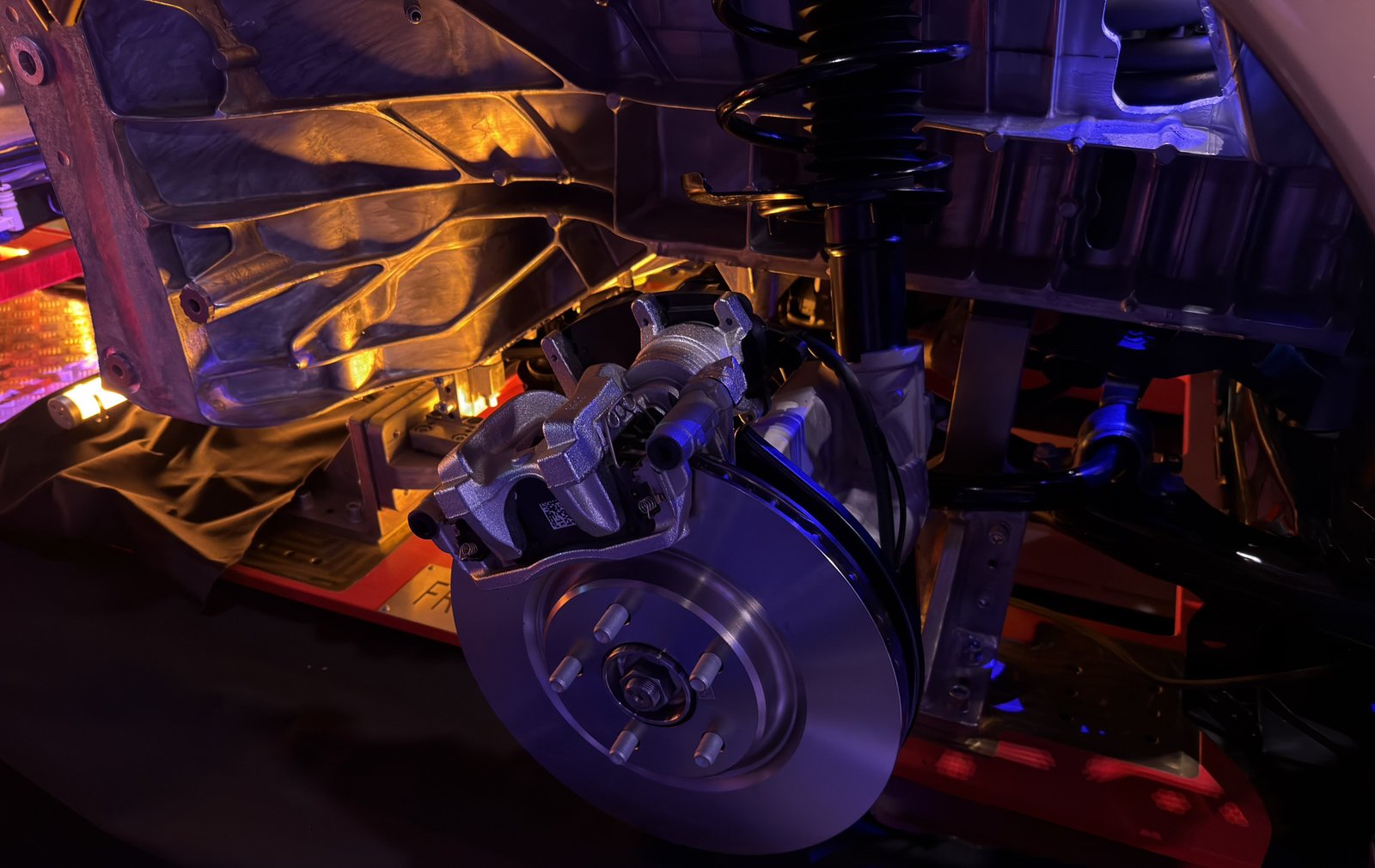 Tesla Cybercab brake-by-wire system detail