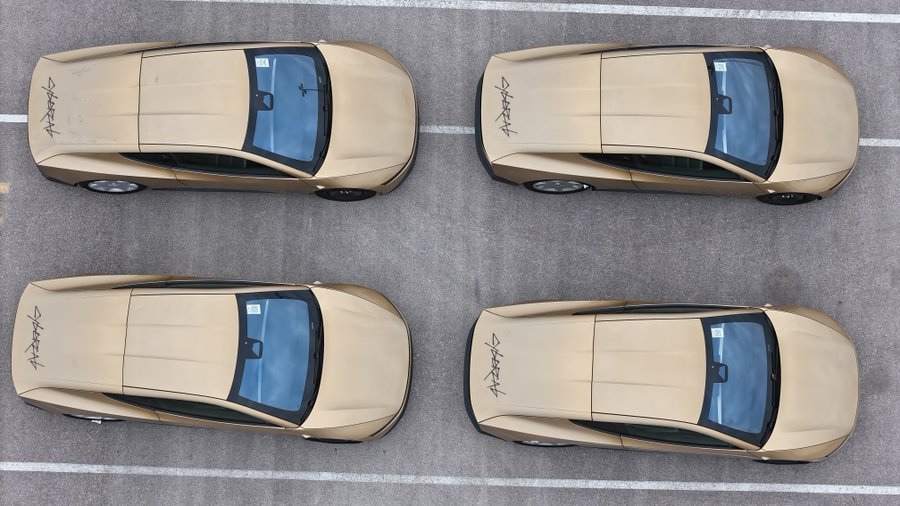 Image of four Cybercabs with 